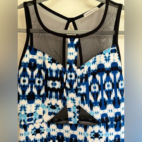Charlotte Russe Aztec / tie dye blue party dress with mesh - Picture 2 of 3